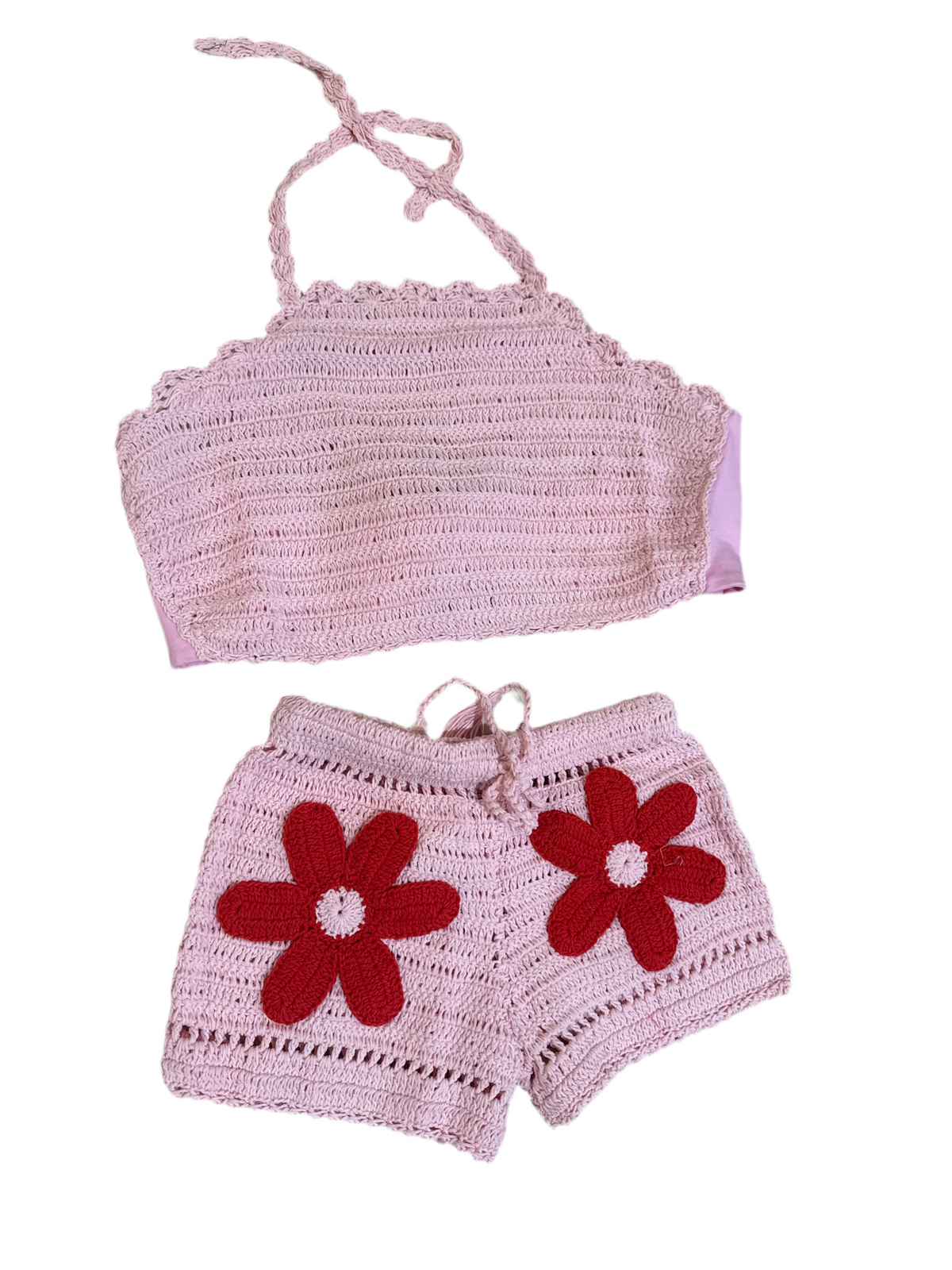 Back Bow Top and Flower Shorts Set