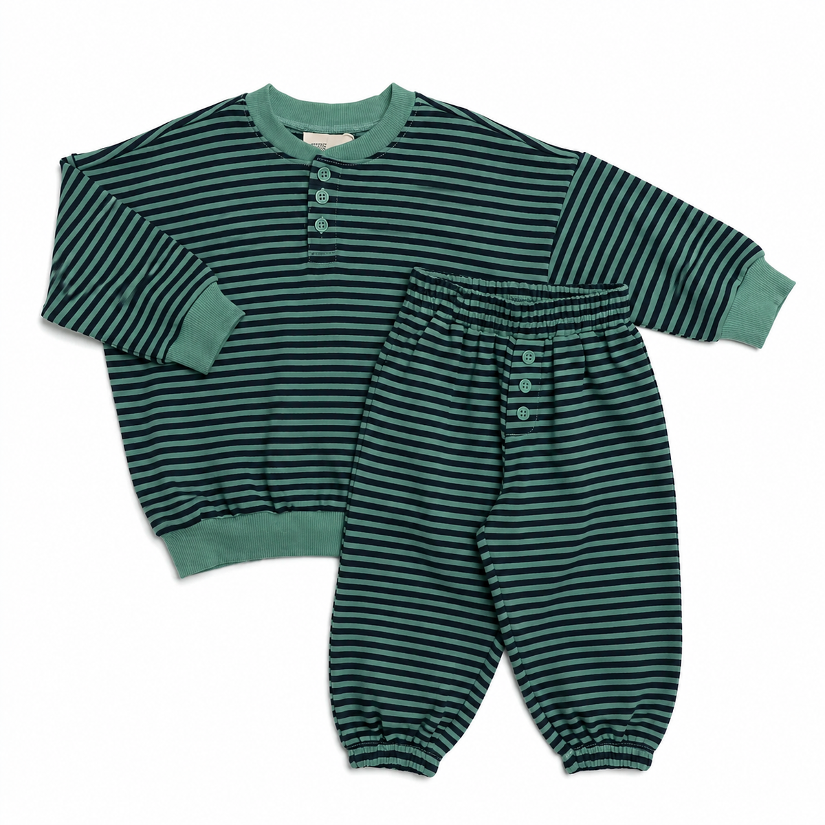 Cooper Set in Green Blue Stripe