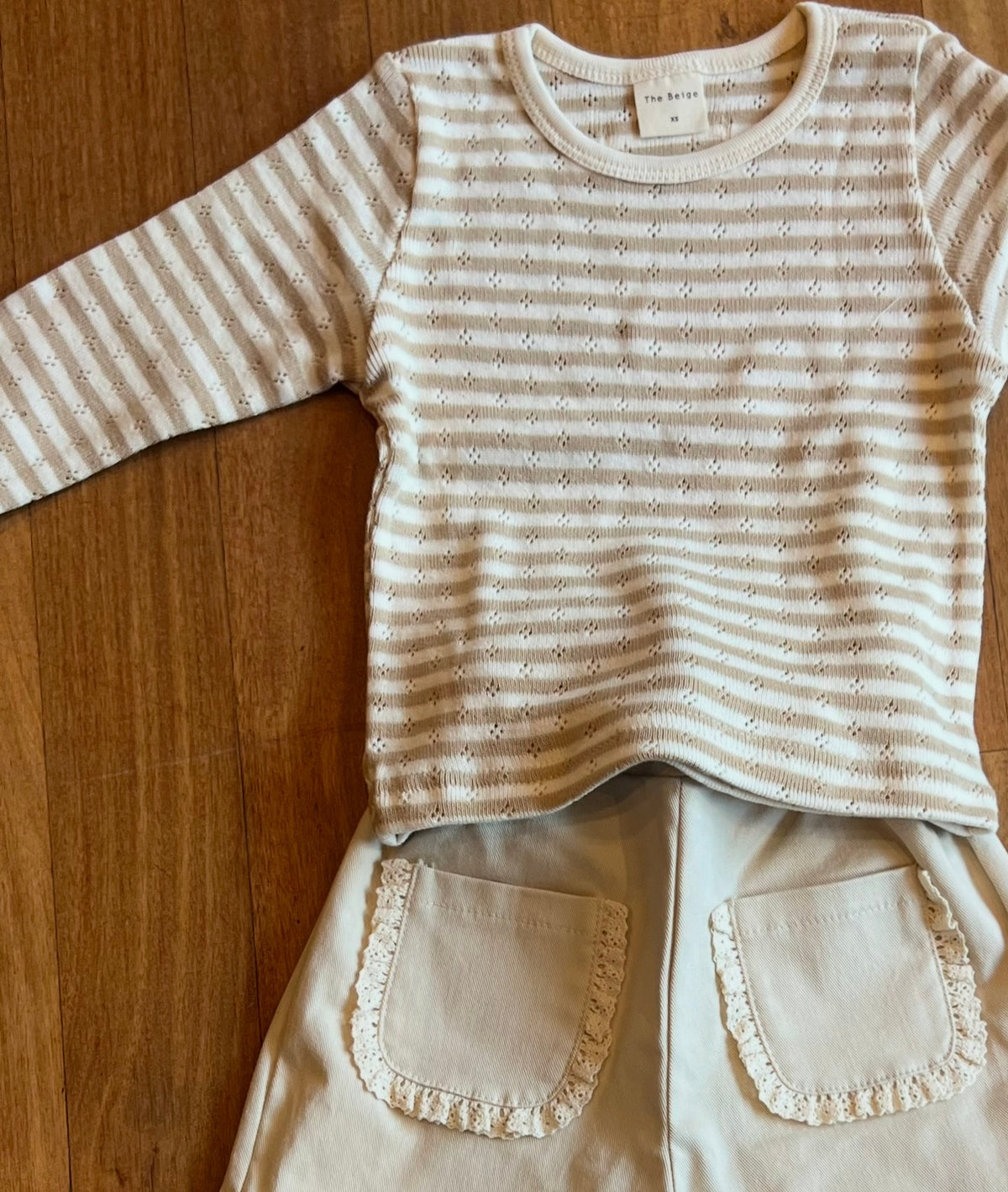 Pointelle Striped Tee