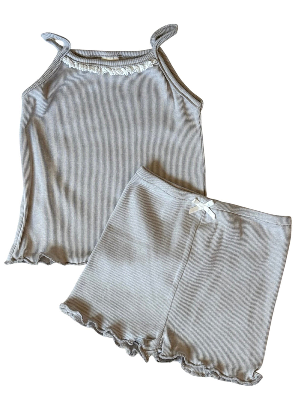 Lace Ribbed Tank Set