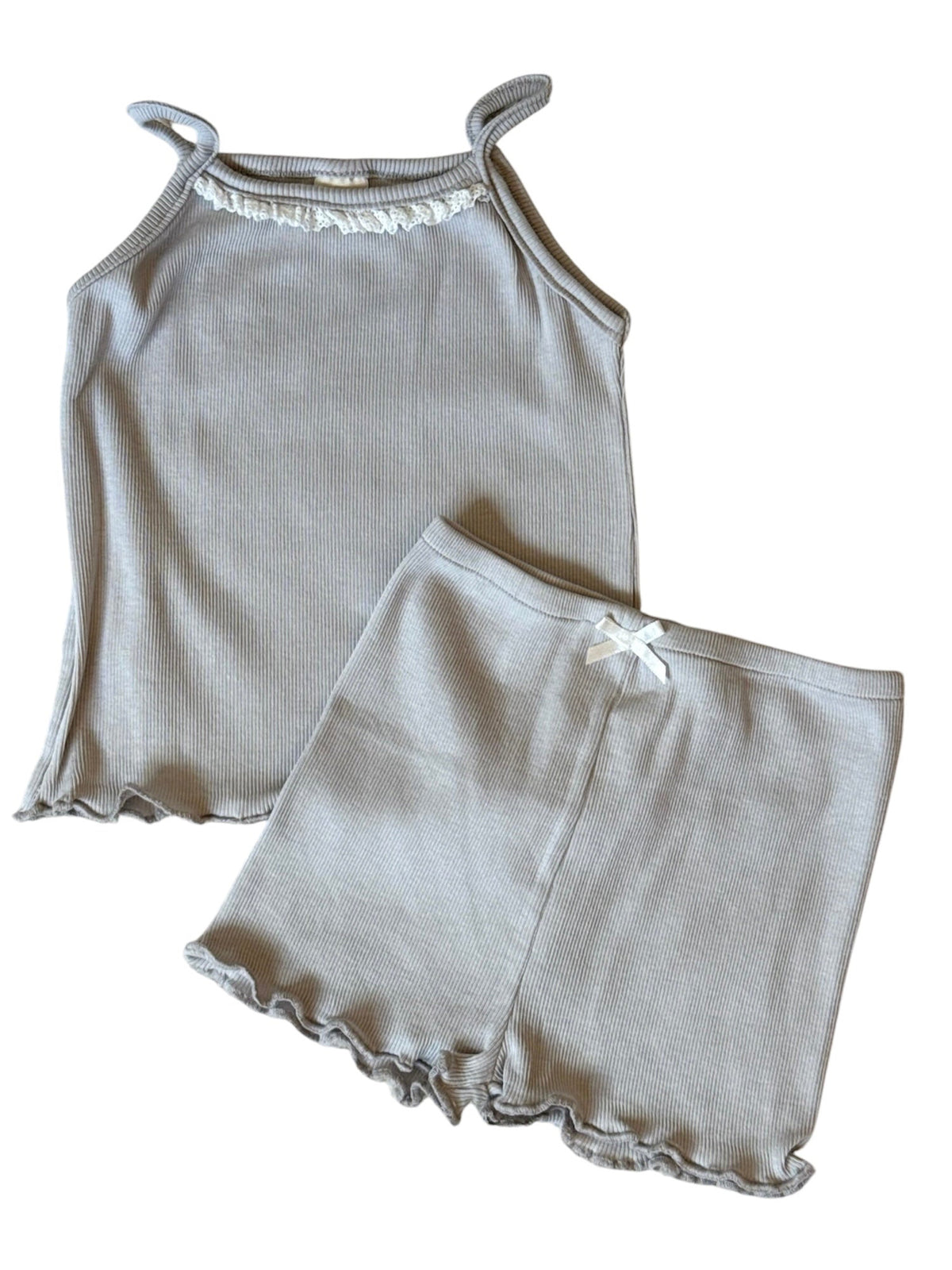 Lace Ribbed Tank Set
