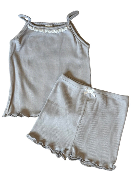 Lace Ribbed Tank Set