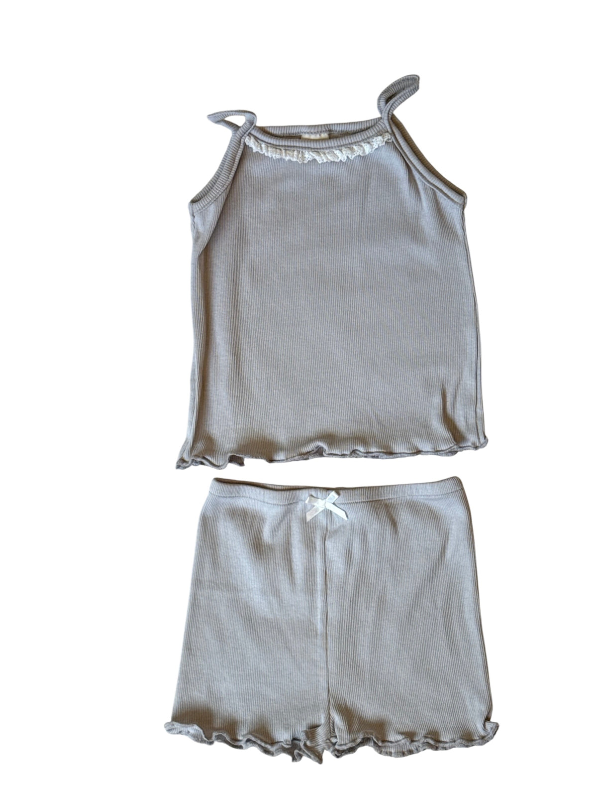 Lace Ribbed Tank Set