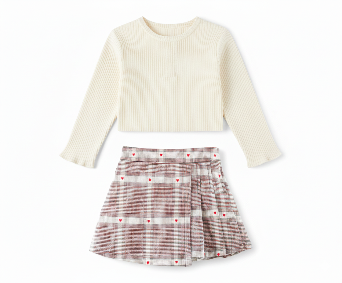 Red Heart Plaid Skirt