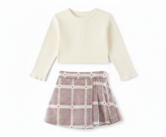 Red Heart Plaid Skirt