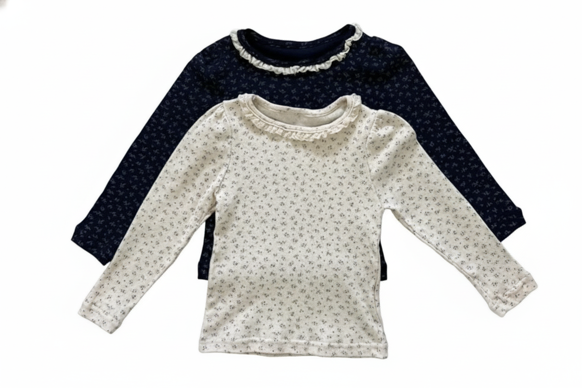 Dainty Floral Pointelle Lace Collar Tee