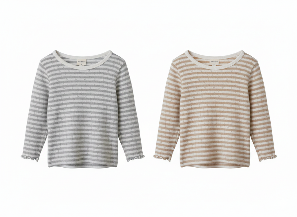 Pointelle Striped Tee