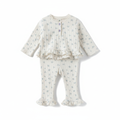 Pointelle Flower Tee Pants Set