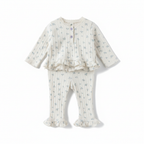 Pointelle Flower Tee Pants Set
