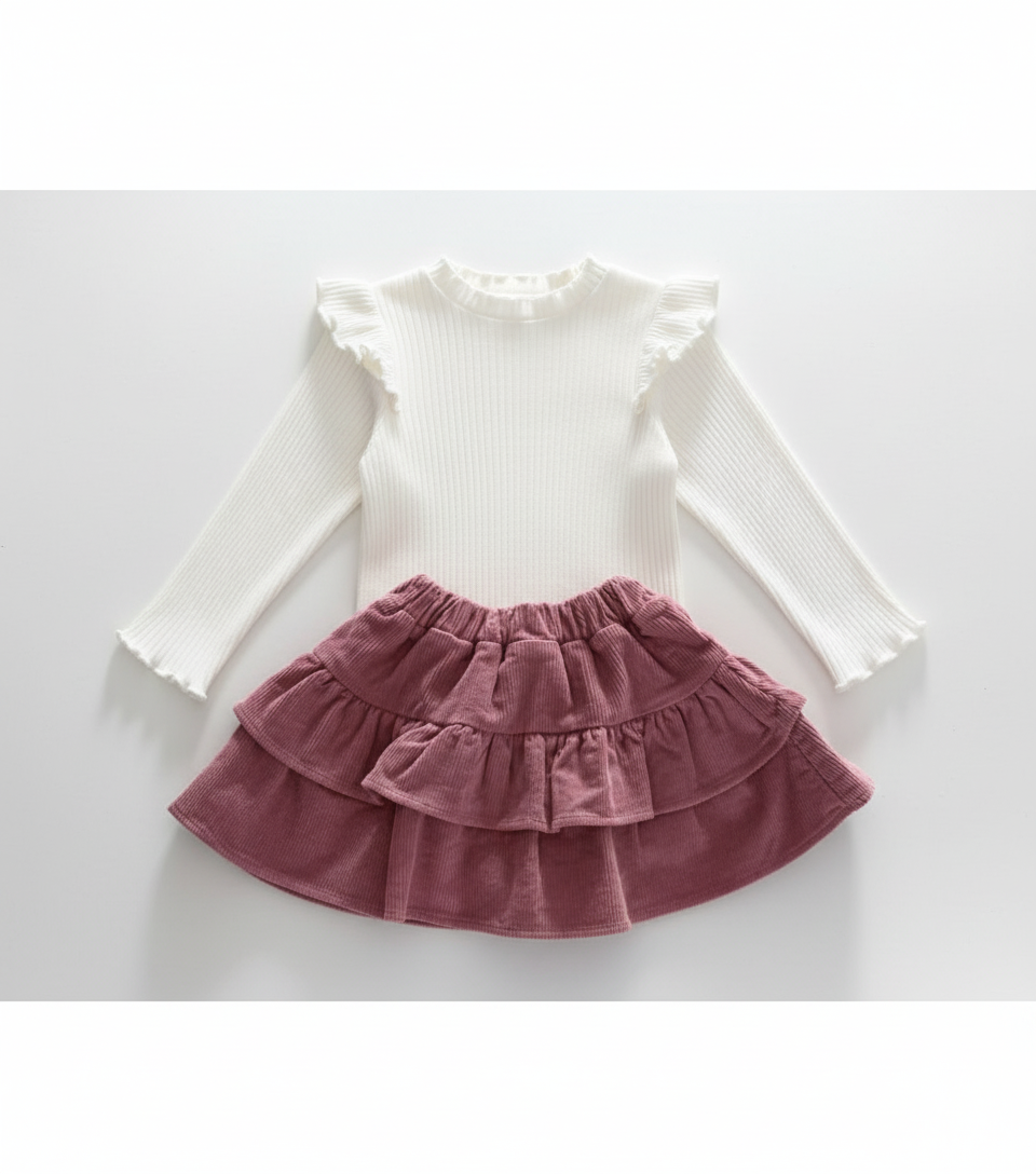 Corduroy Tiered Skirt
