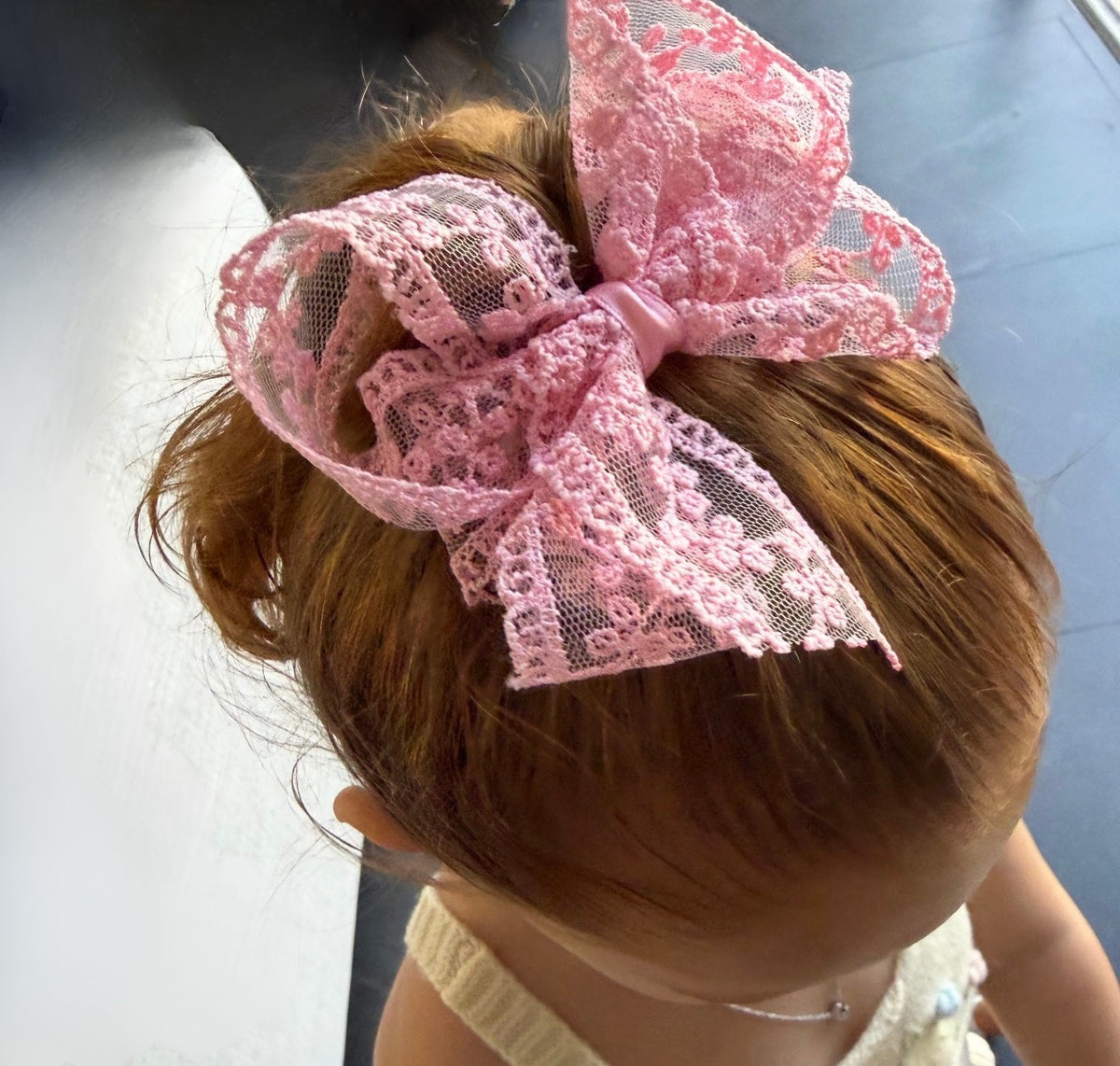 Sheer Vintage Lace Bow (Medium)