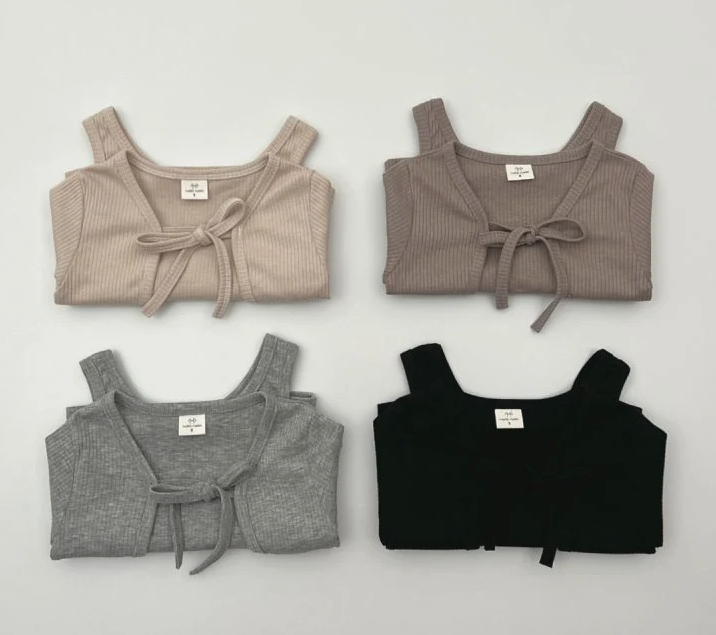 Choco Ribbon Cardigan Set