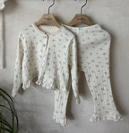 Pointelle Flower Tee Pants Set
