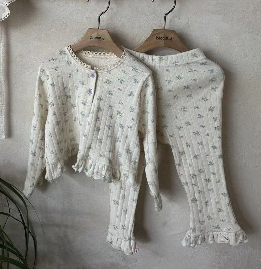 Pointelle Flower Tee Pants Set