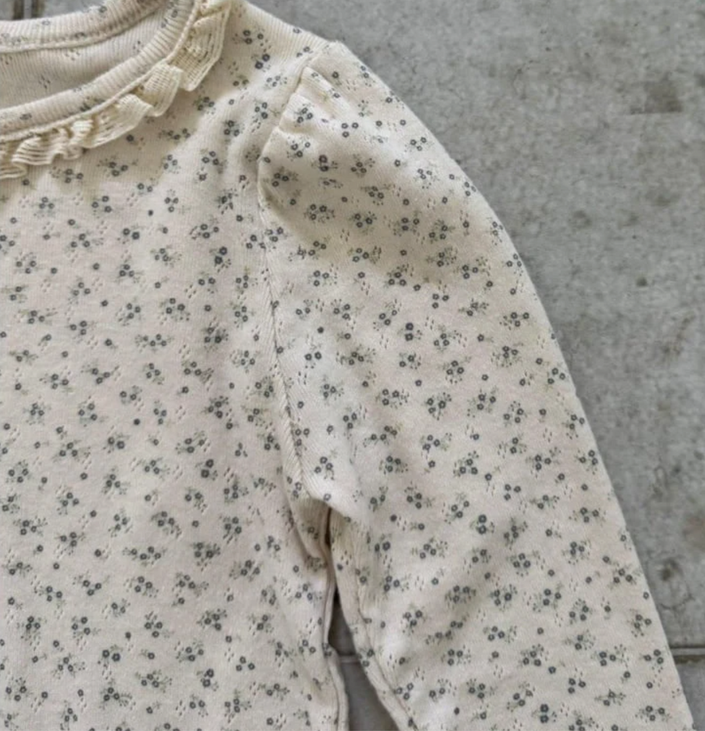 Dainty Floral Pointelle Lace Collar Tee