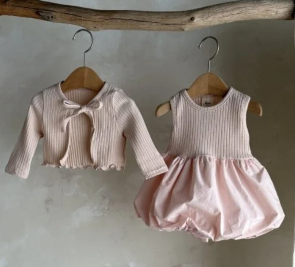 Bow Cardigan Dress Set