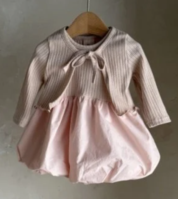 Bow Cardigan Dress Set