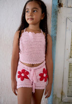 Back Bow Top and Flower Shorts Set